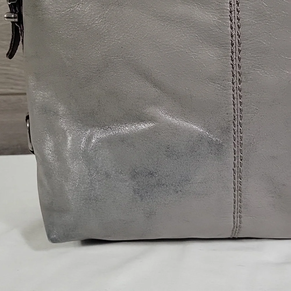 The Sak Gray/Brown Leather Crossbody Shoulder Bag